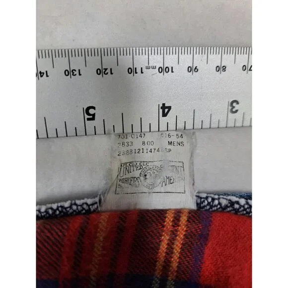 L.L. Bean Jeans‎ Mens 38×30 Vintage Blue Denim Flannel Lined Red Tartan Plaid
